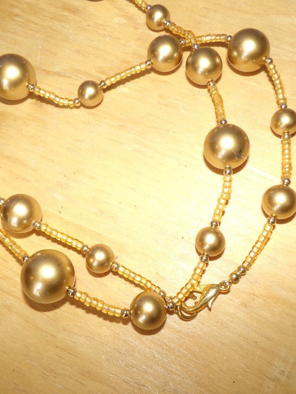 Vtg. Faux Gold Beaded Necklace